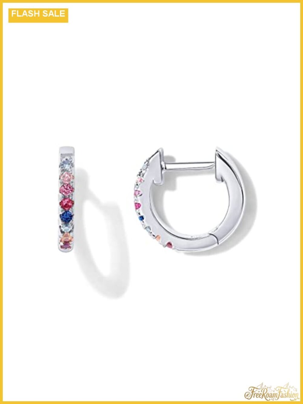 14K Gold Plated 925 Sterling Silver Cubic Zirconia Huggie Earrings